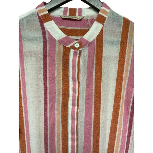 Soft Surroundings Multi Color Stripe Roll Tab Dress South Coast Women's Large - Picture 3 of 9
